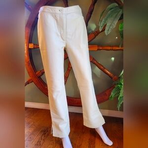 Icicle Women's Size 4 White Leather and Lined Motorcycle/Biker Pants - Brand New